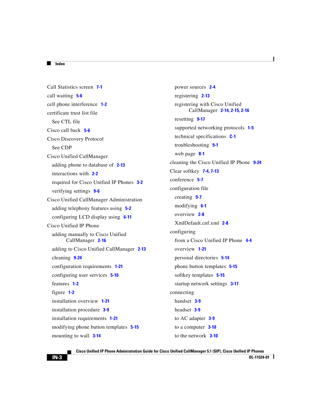 Cisco Systems 7970G manual IN-3 