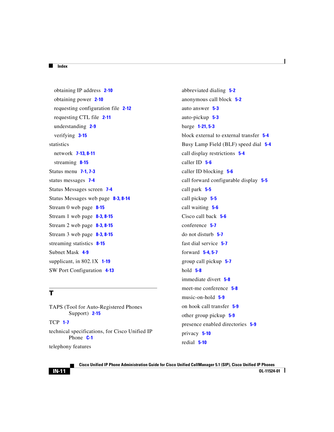 Cisco Systems 7970G manual IN-11 