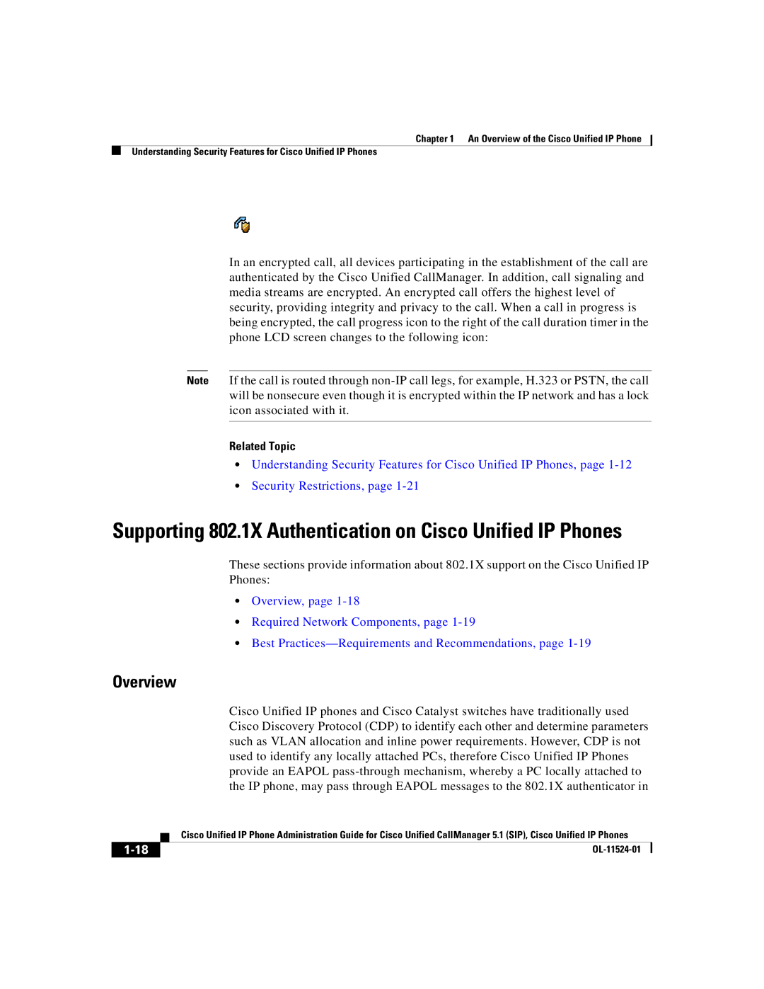 Cisco Systems 7970G manual Supporting 802.1X Authentication on Cisco Unified IP Phones, Related Topic 