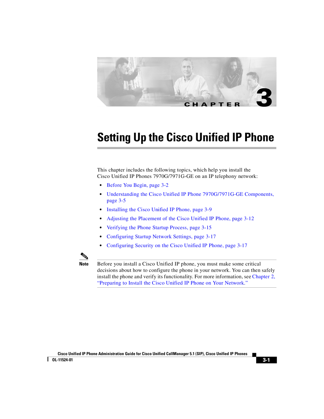 Cisco Systems 7970G manual Setting Up the Cisco Unified IP Phone 