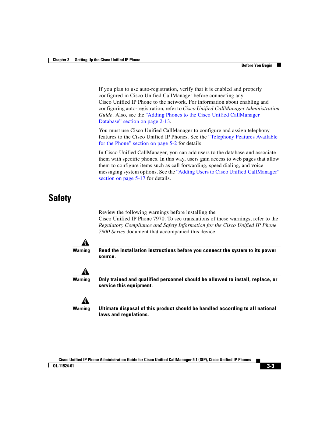 Cisco Systems 7970G manual Safety 