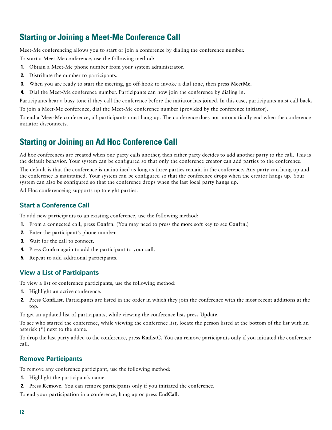 Cisco Systems 7971G, 7970G Starting or Joining a Meet-Me Conference Call, Starting or Joining an Ad Hoc Conference Call 