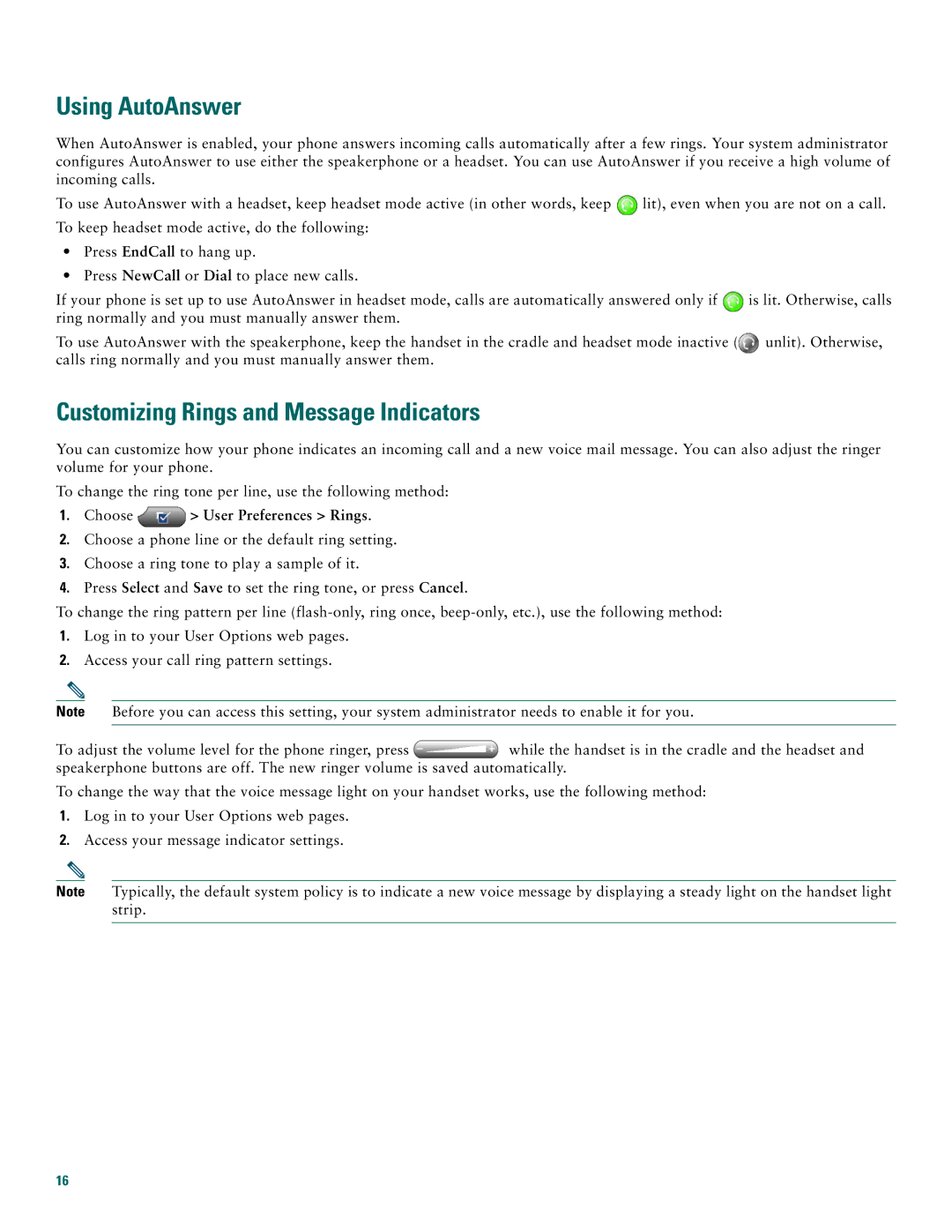 Cisco Systems 7971G, 7970G manual Using AutoAnswer, Customizing Rings and Message Indicators 