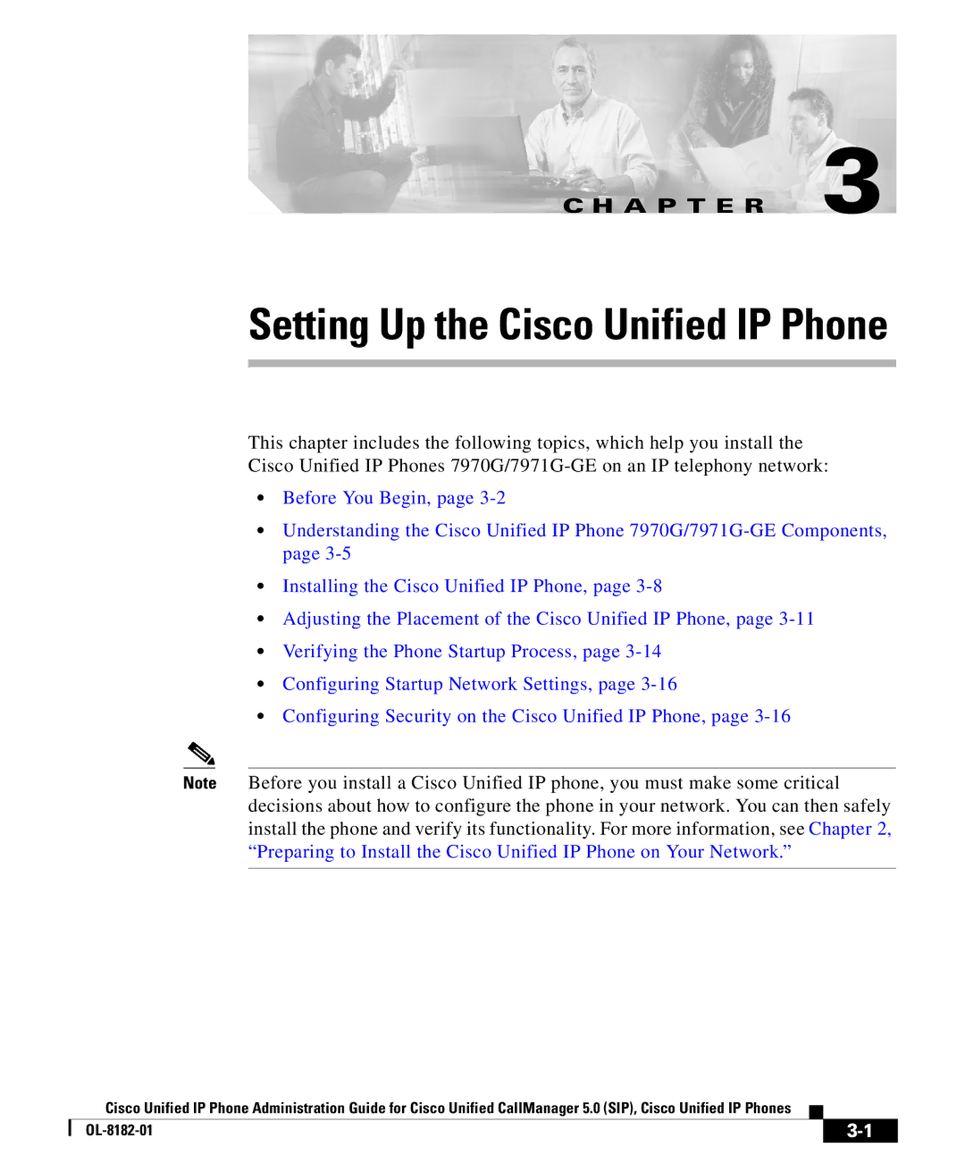 Cisco Systems 7971G manual Setting Up the Cisco Unified IP Phone 