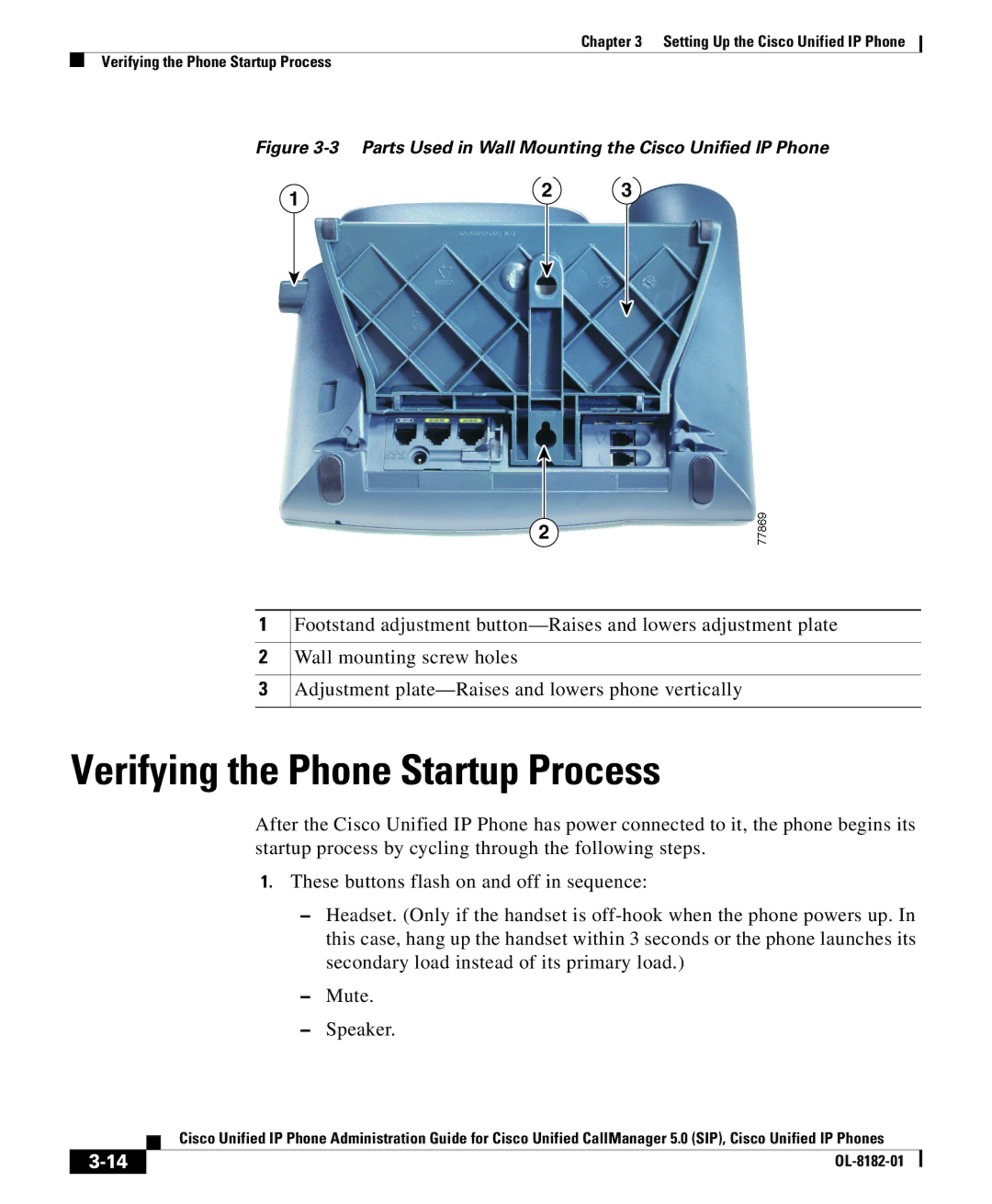 Cisco Systems 7971G manual Verifying the Phone Startup Process, Parts Used in Wall Mounting the Cisco Unified IP Phone 