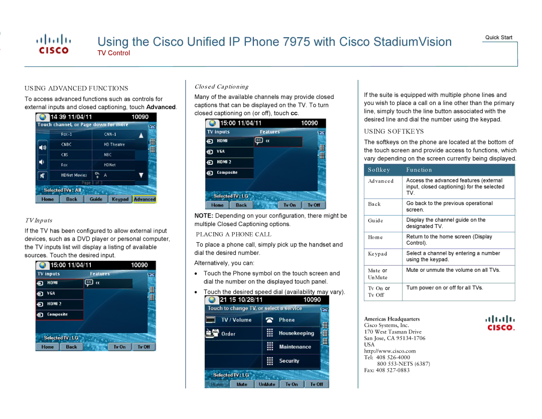 Cisco Systems 7975 quick start Using Advanced Functions, Using Softkeys, Softkey Function 