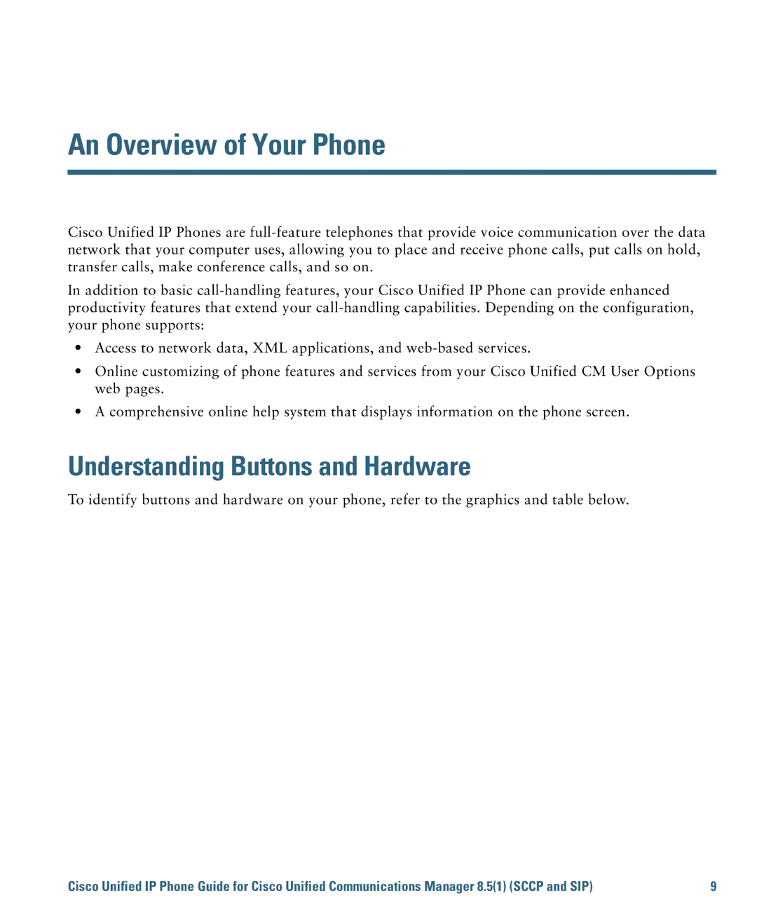 Cisco Systems 7975G manual An Overview of Your Phone, Understanding Buttons and Hardware 