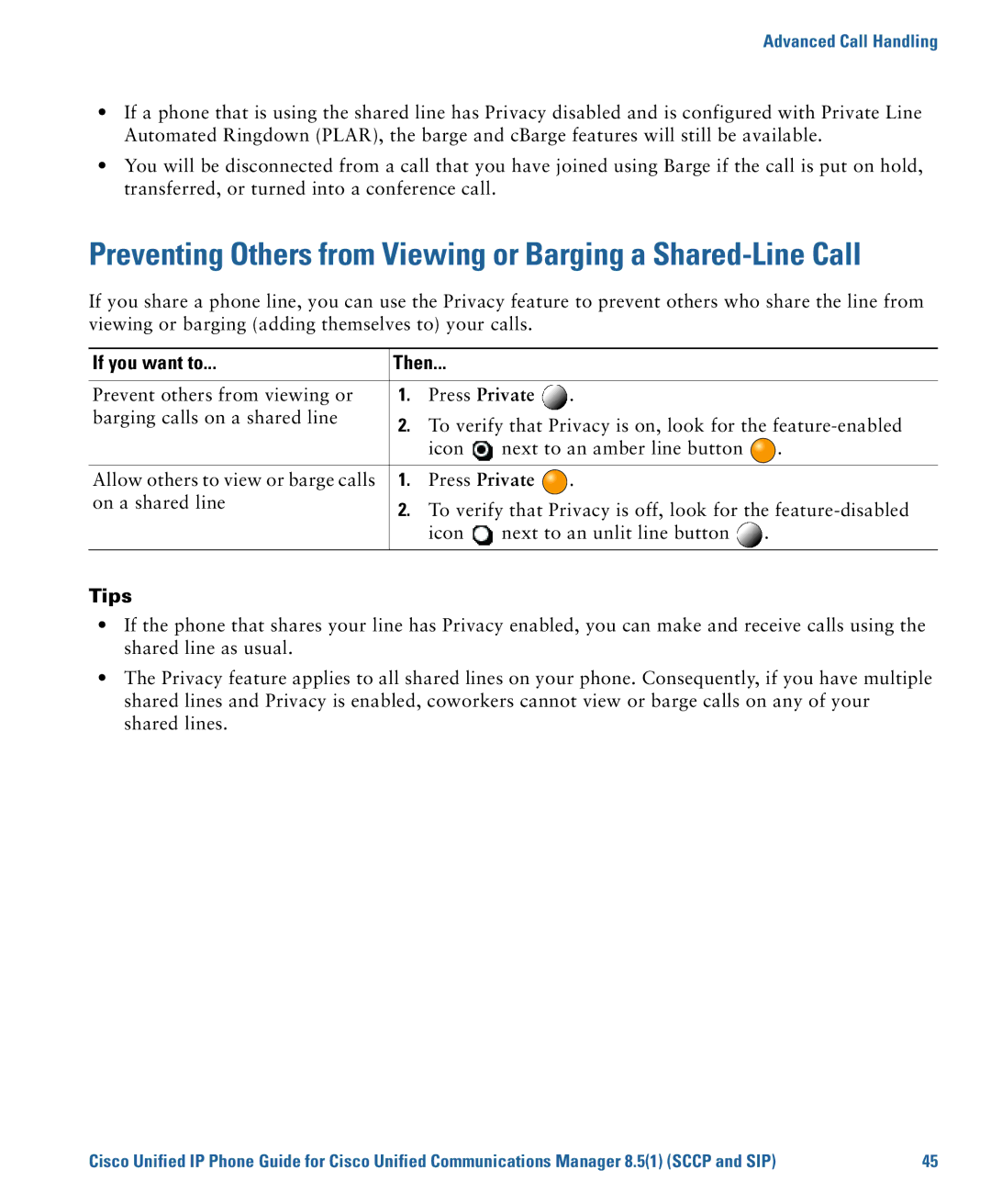 Cisco Systems 7975G manual Press Private 