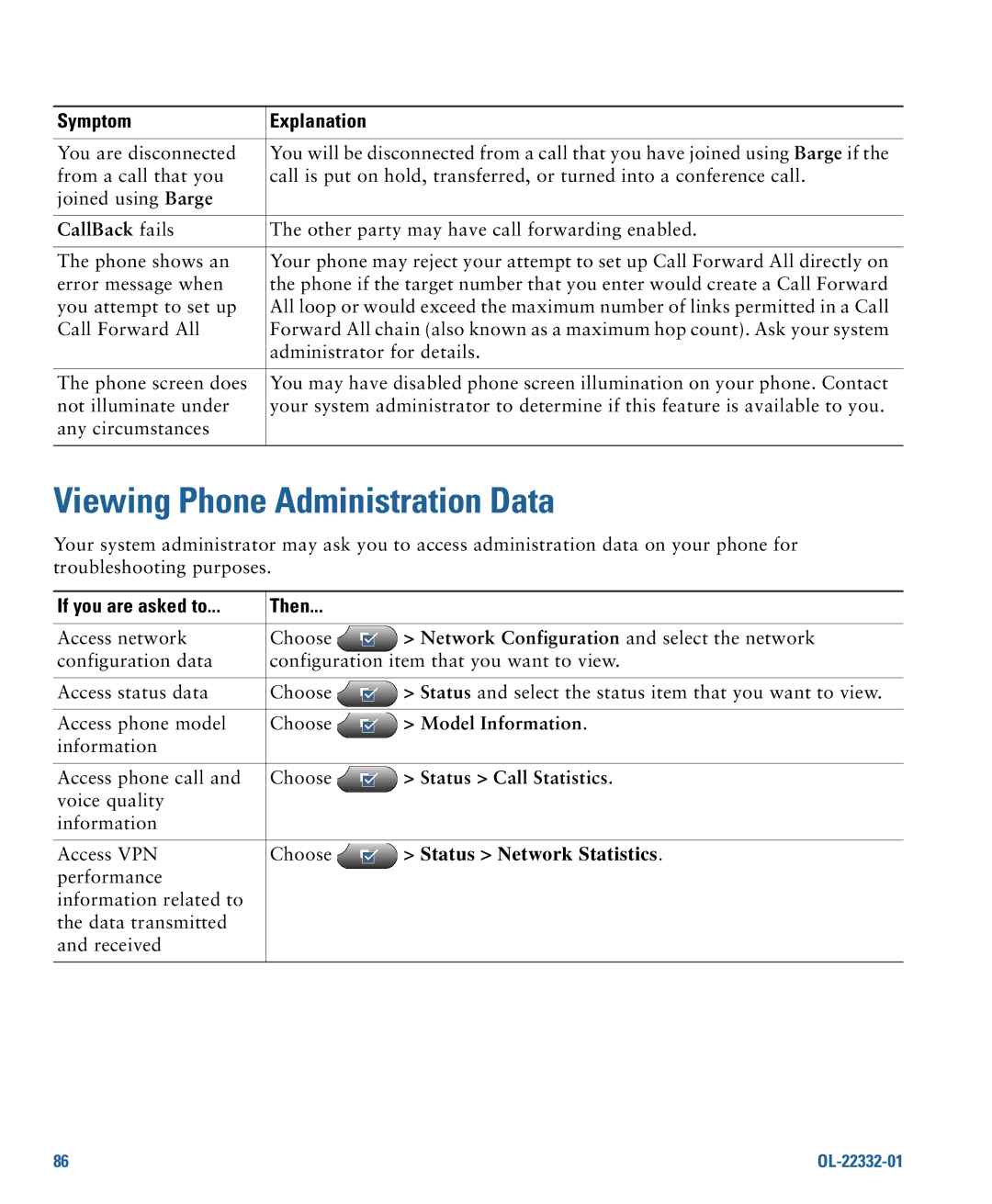 Cisco Systems 7975G manual Viewing Phone Administration Data, If you are asked to Then 