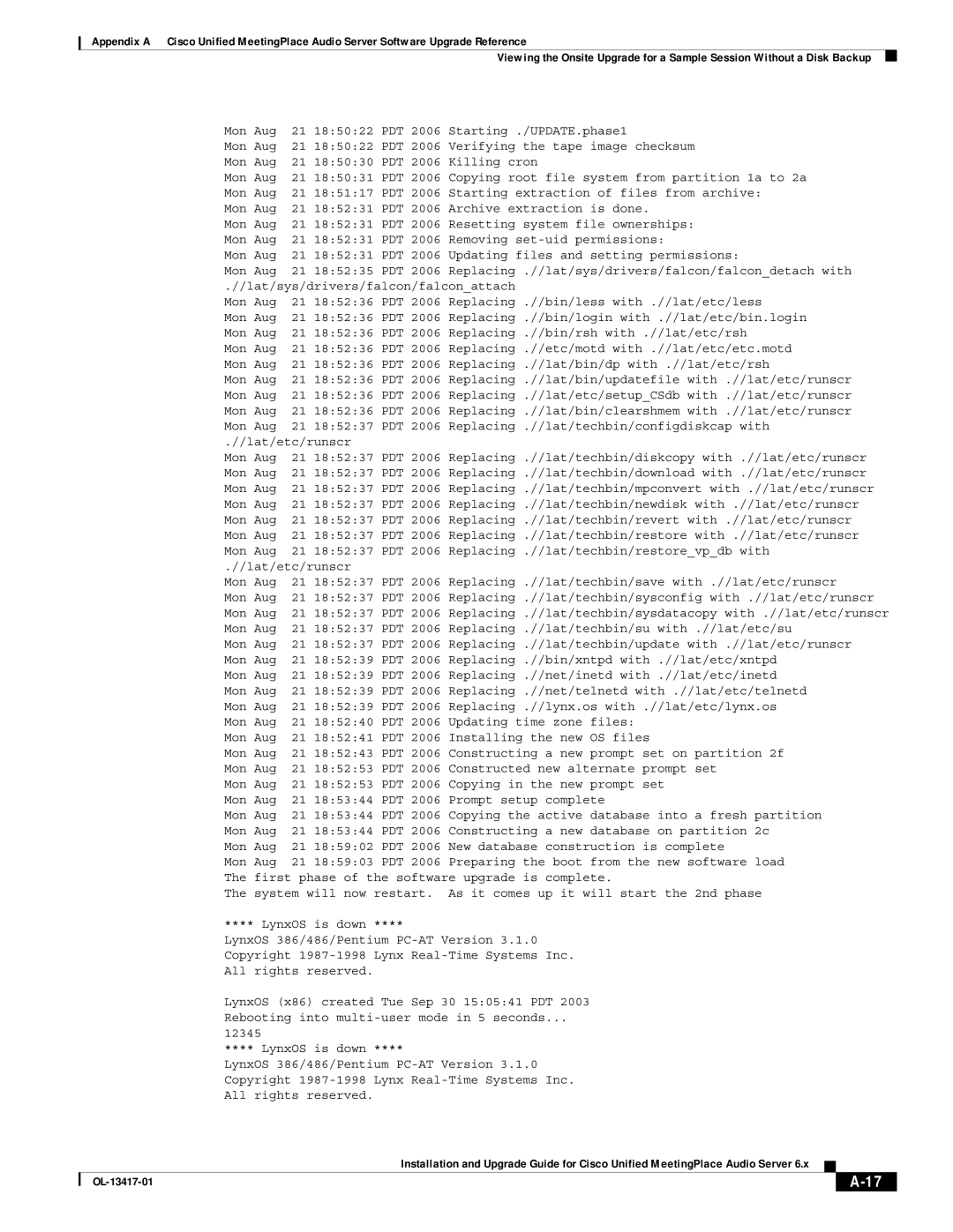 Cisco Systems 700 MHz, 8 manual Starting ./UPDATE.phase1 Mon Aug 