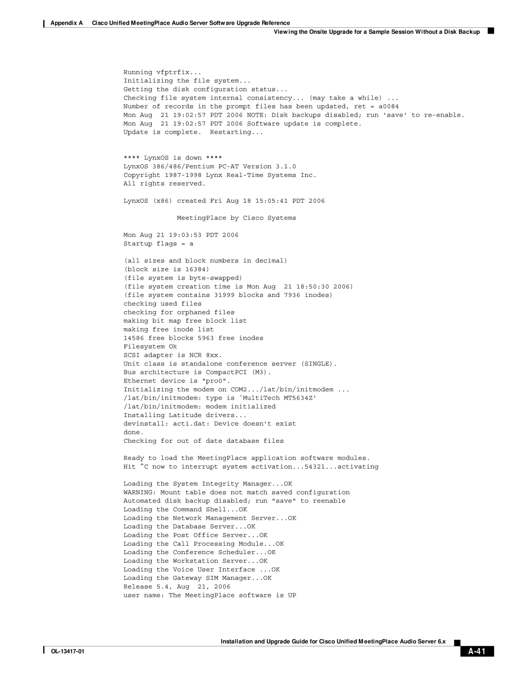 Cisco Systems 700 MHz, 8 manual User name The MeetingPlace software is UP 