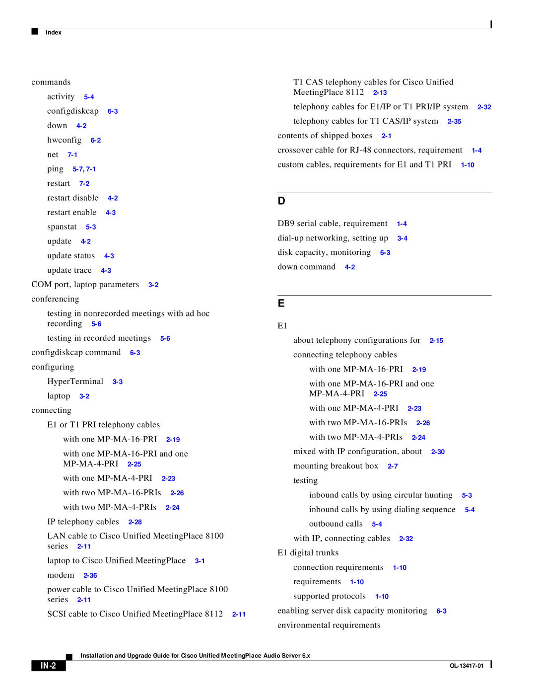 Cisco Systems 8, 700 MHz manual IN-2 