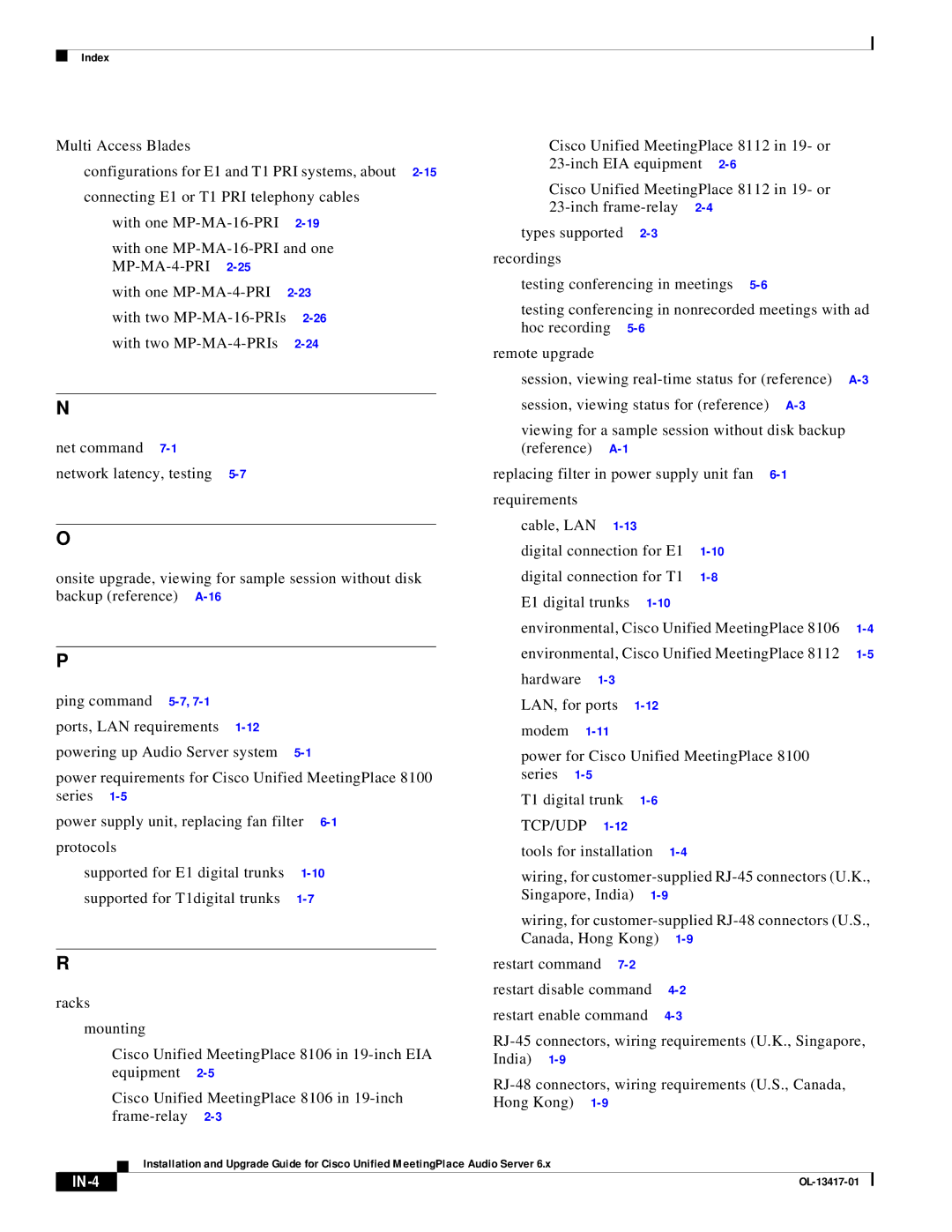 Cisco Systems 8, 700 MHz manual IN-4 