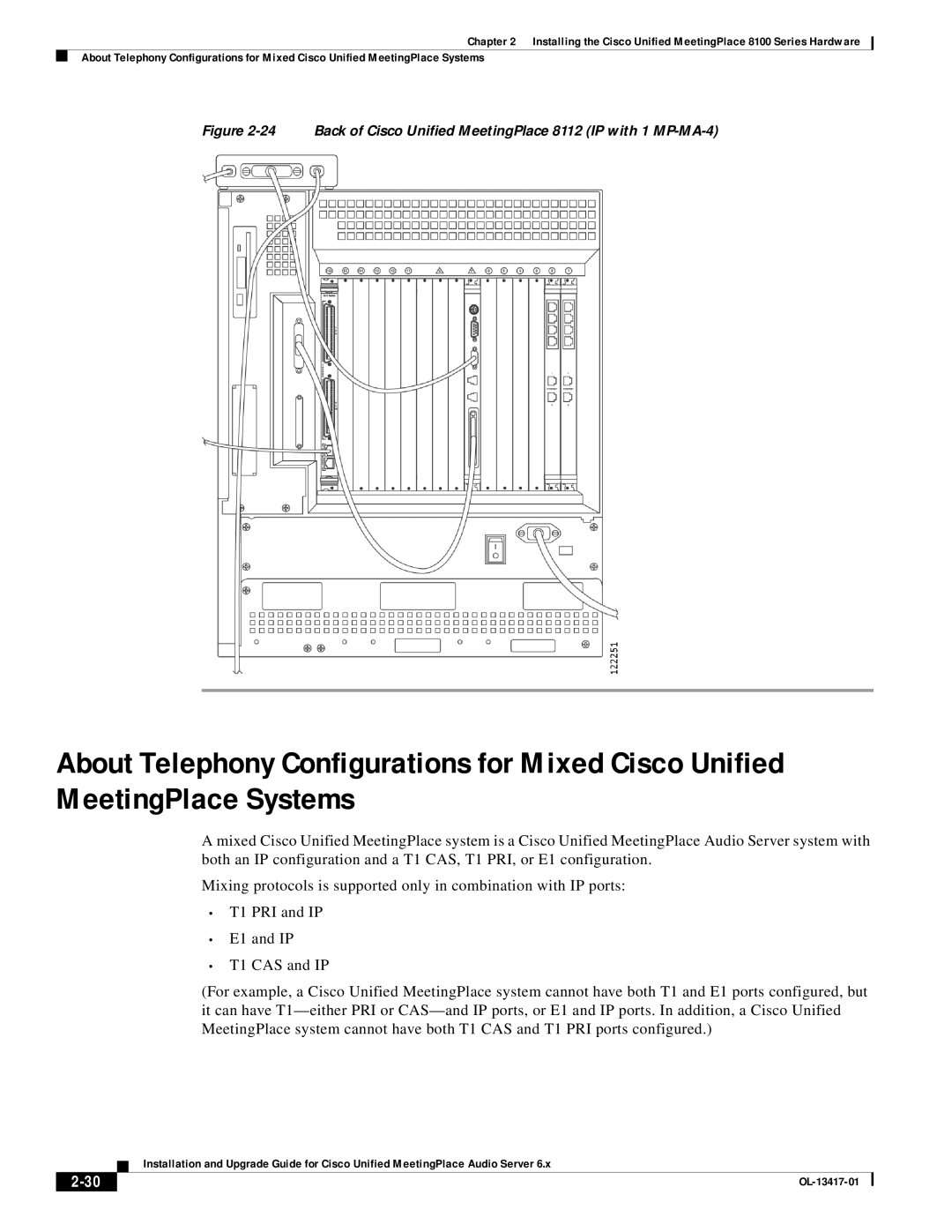 Cisco Systems 700 MHz manual Back of Cisco Unified MeetingPlace 8112 IP with 1 MP-MA-4 