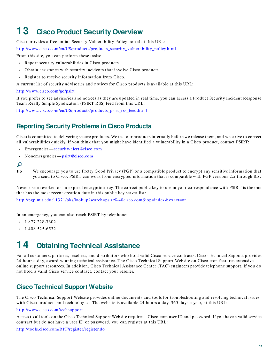 Cisco Systems 800 Series Cisco Product Security Overview, Obtaining Technical Assistance, Cisco Technical Support Website 