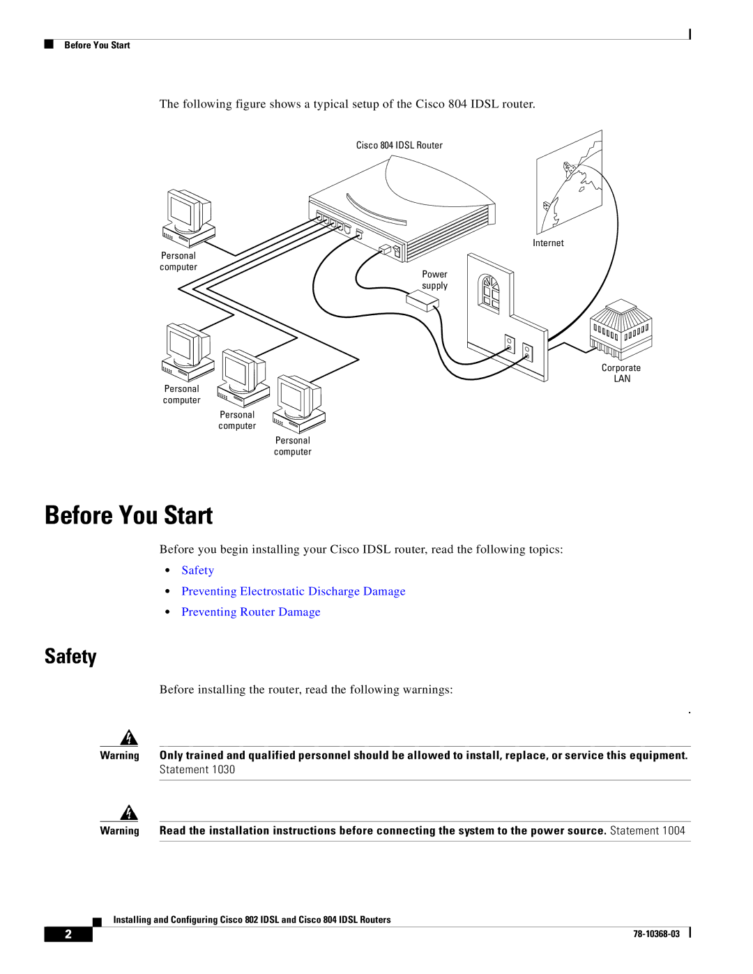 Cisco Systems 802, 804 manual Before You Start, Safety 