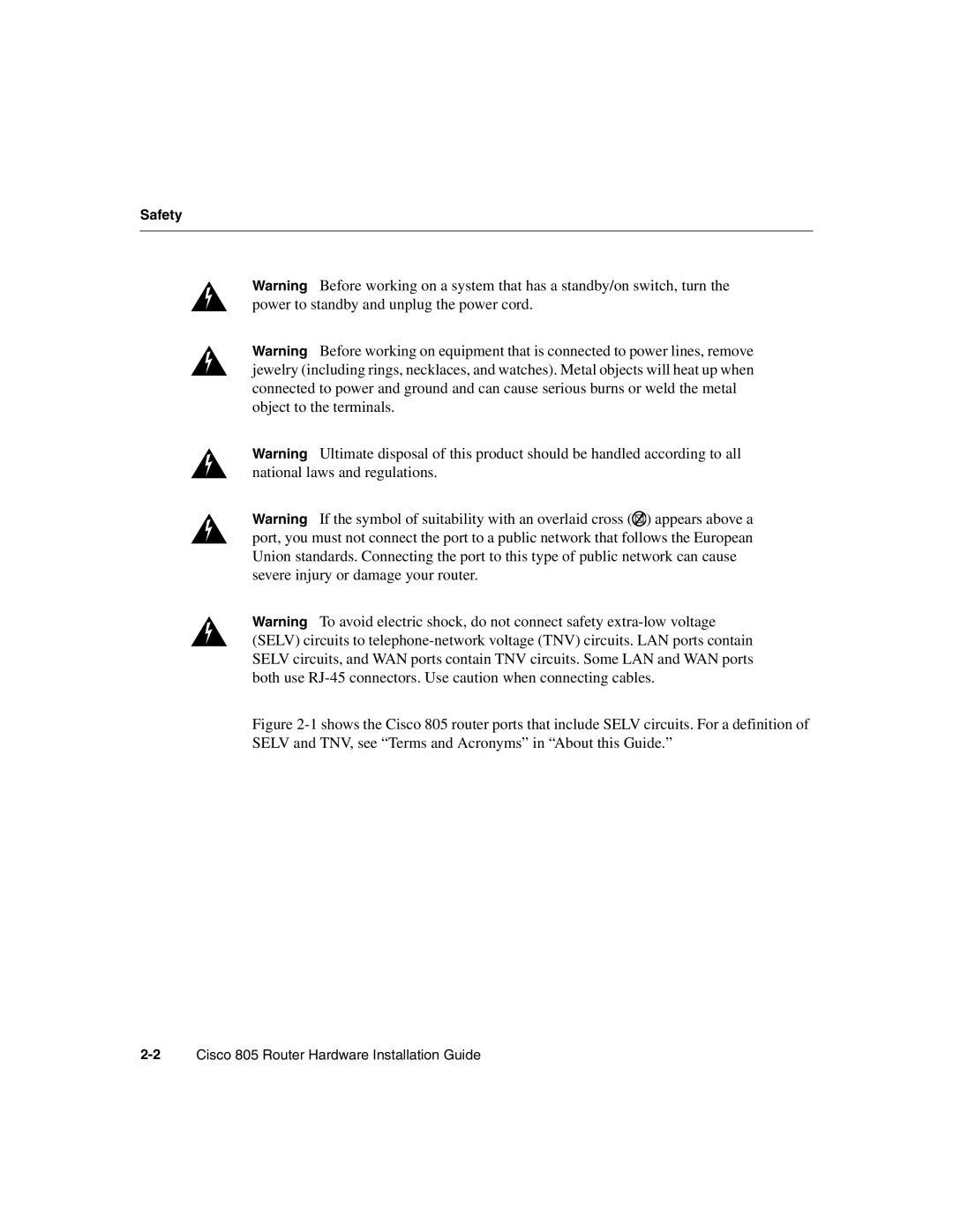 Cisco Systems 805 manual Safety 