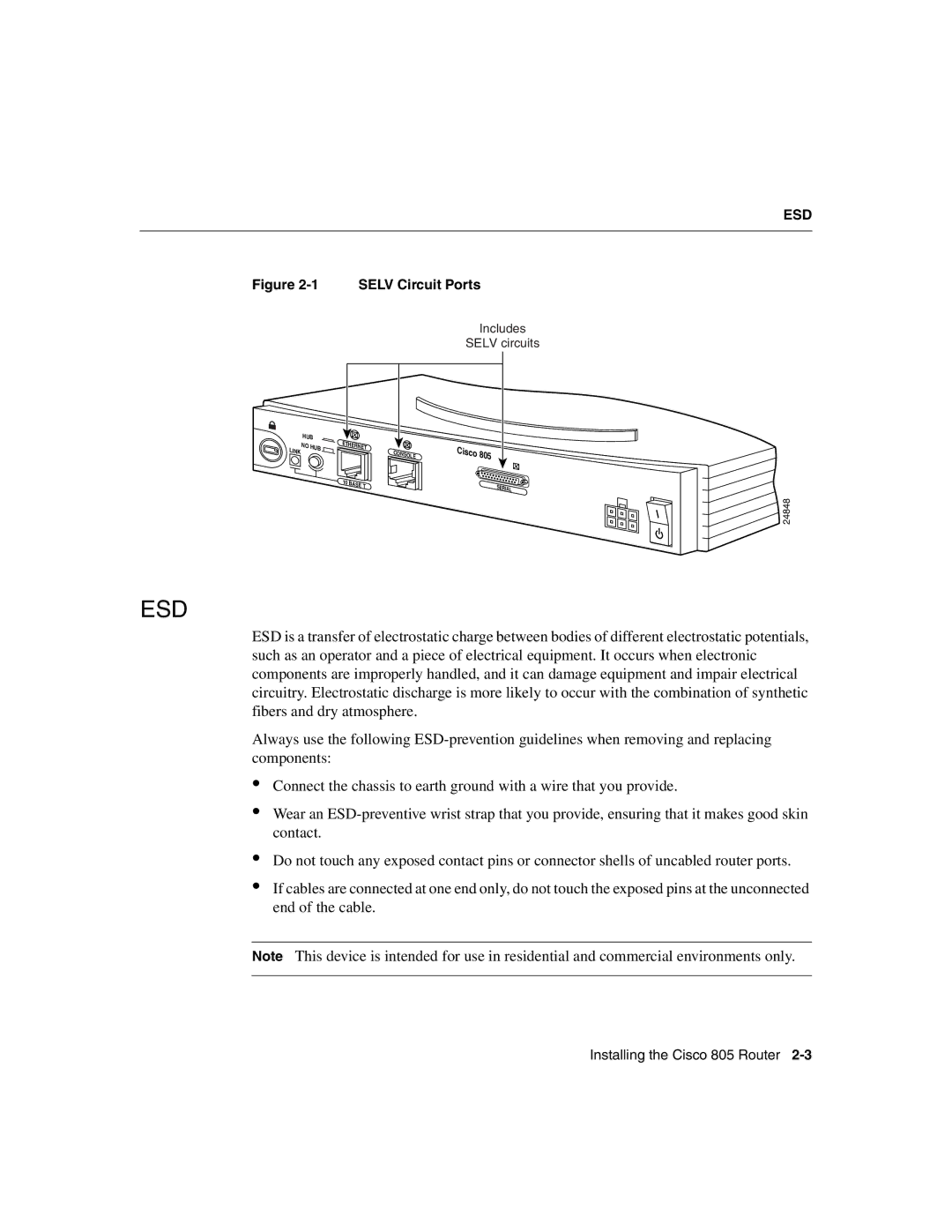 Cisco Systems 805 manual Esd 