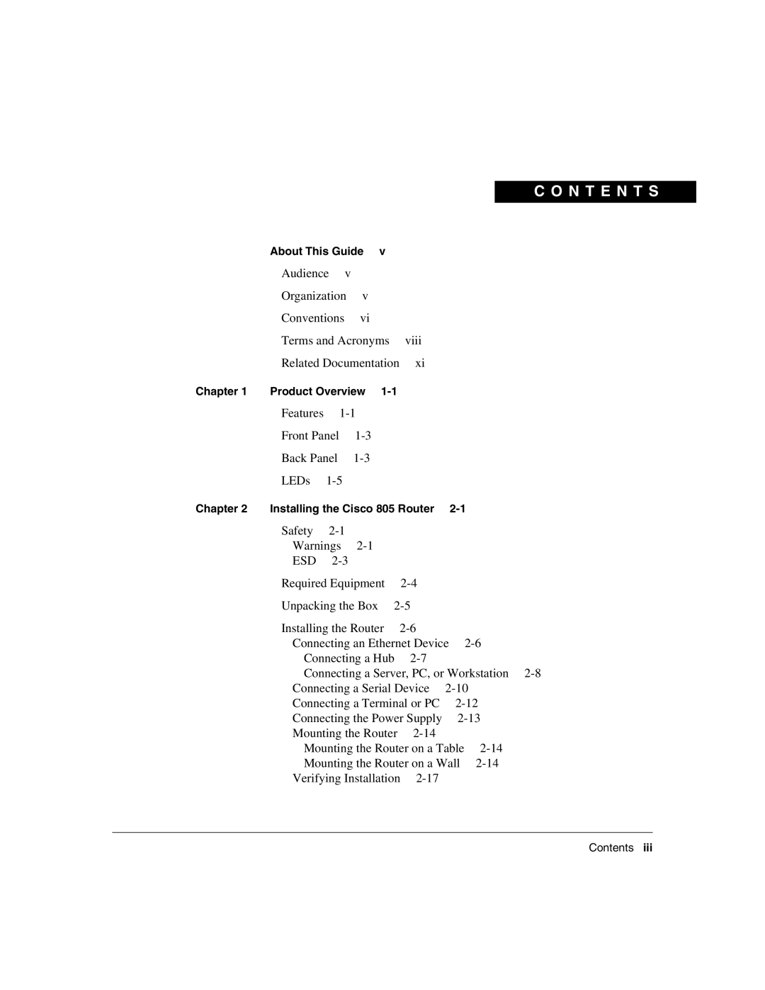 Cisco Systems manual About This Guide, Chapter Product Overview, Chapter Installing the Cisco 805 Router 