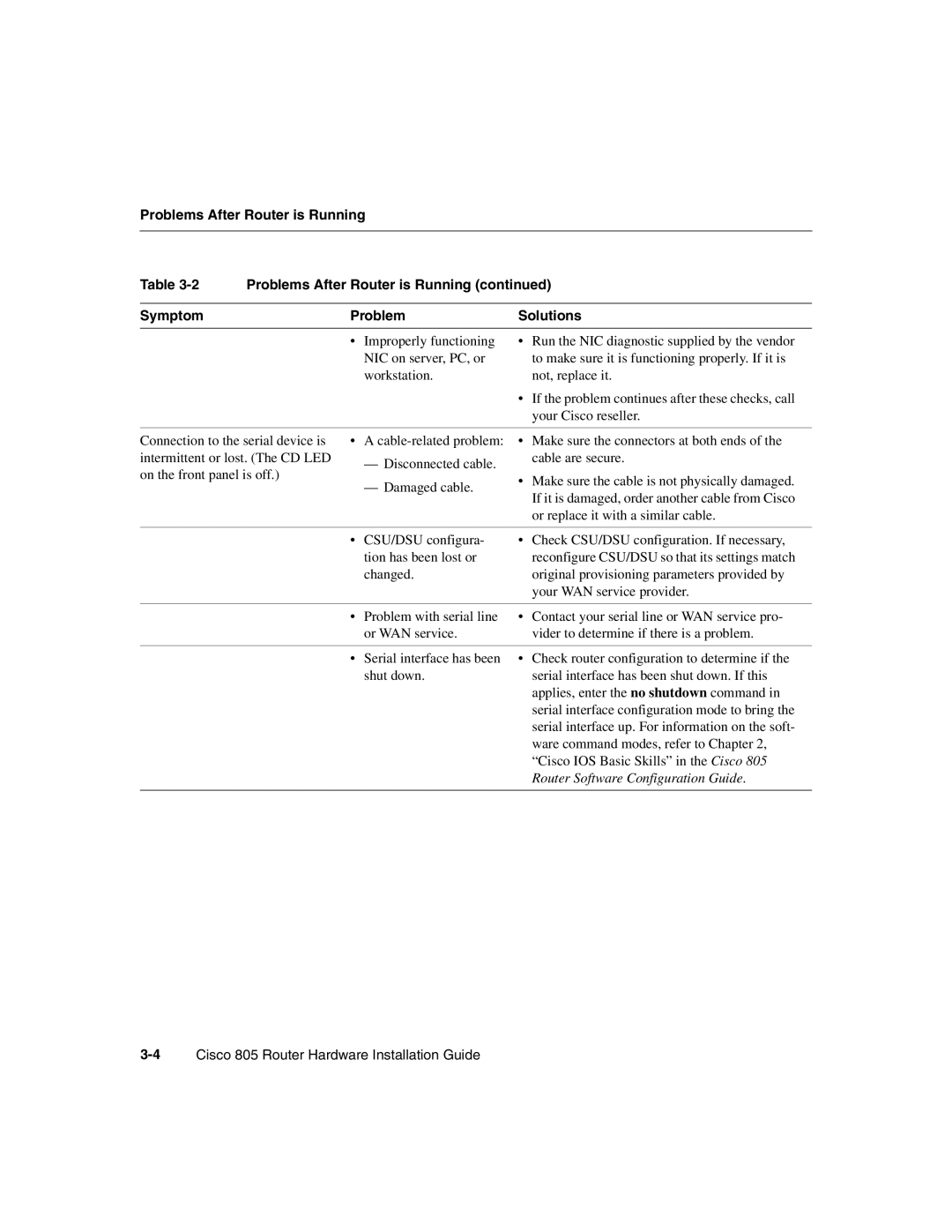 Cisco Systems 805 manual Router Software Configuration Guide 