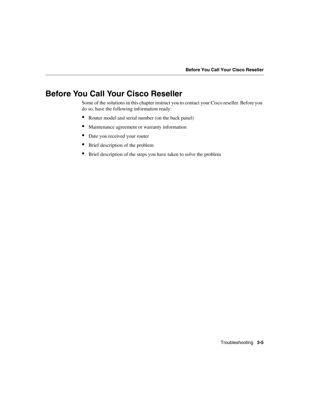 Cisco Systems 805 manual Before You Call Your Cisco Reseller 