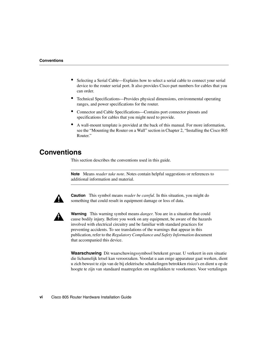 Cisco Systems 805 manual Conventions 