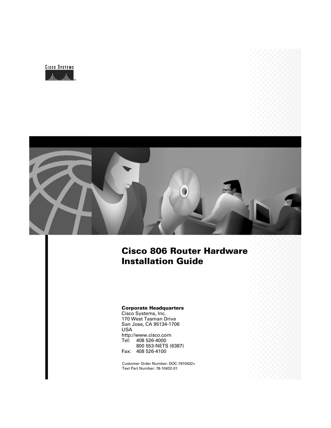 Cisco Systems manual Cisco 806 Router Hardware Installation Guide, Corporate Headquarters 