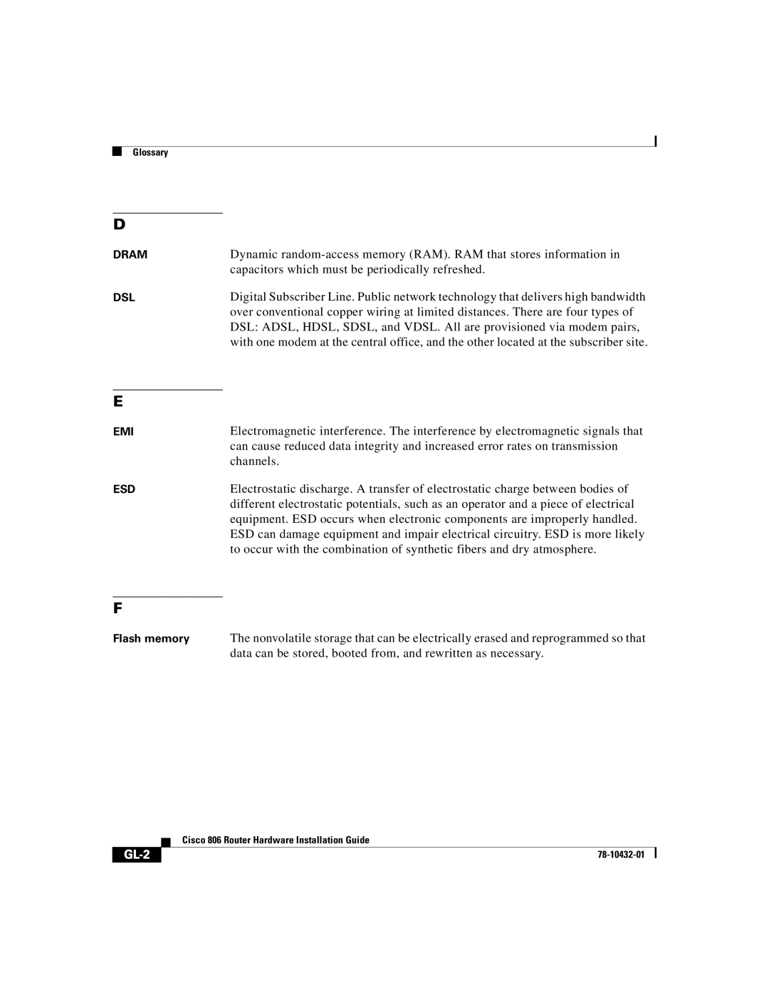 Cisco Systems 806 manual GL-2 