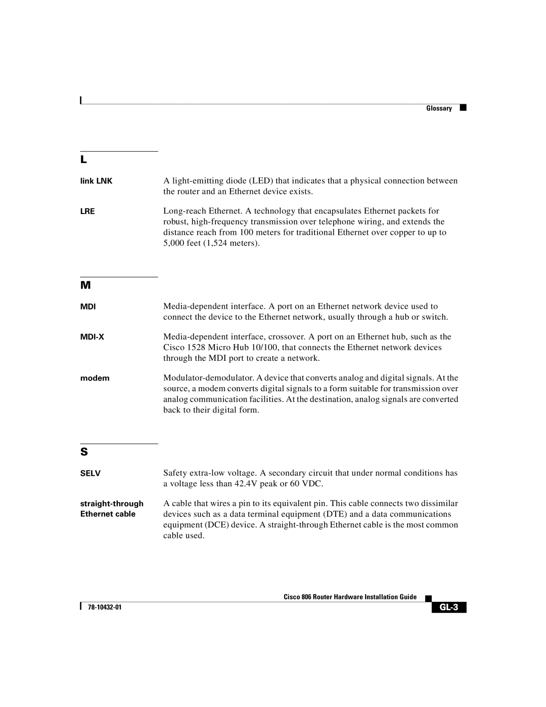 Cisco Systems 806 manual GL-3 