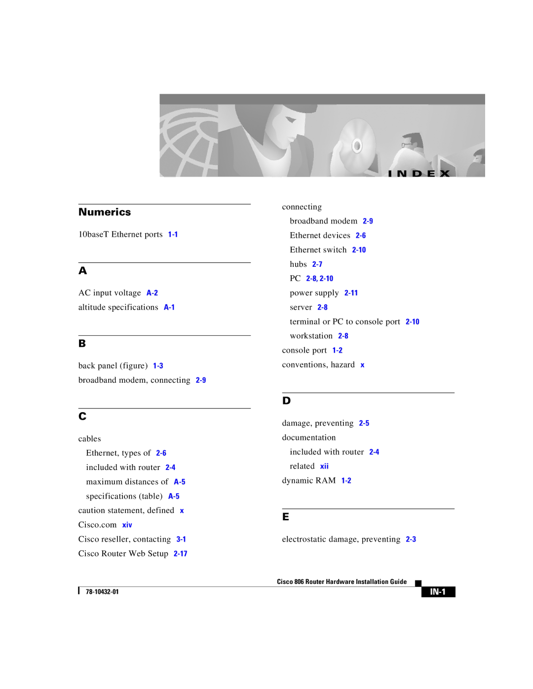 Cisco Systems 806 manual D E 