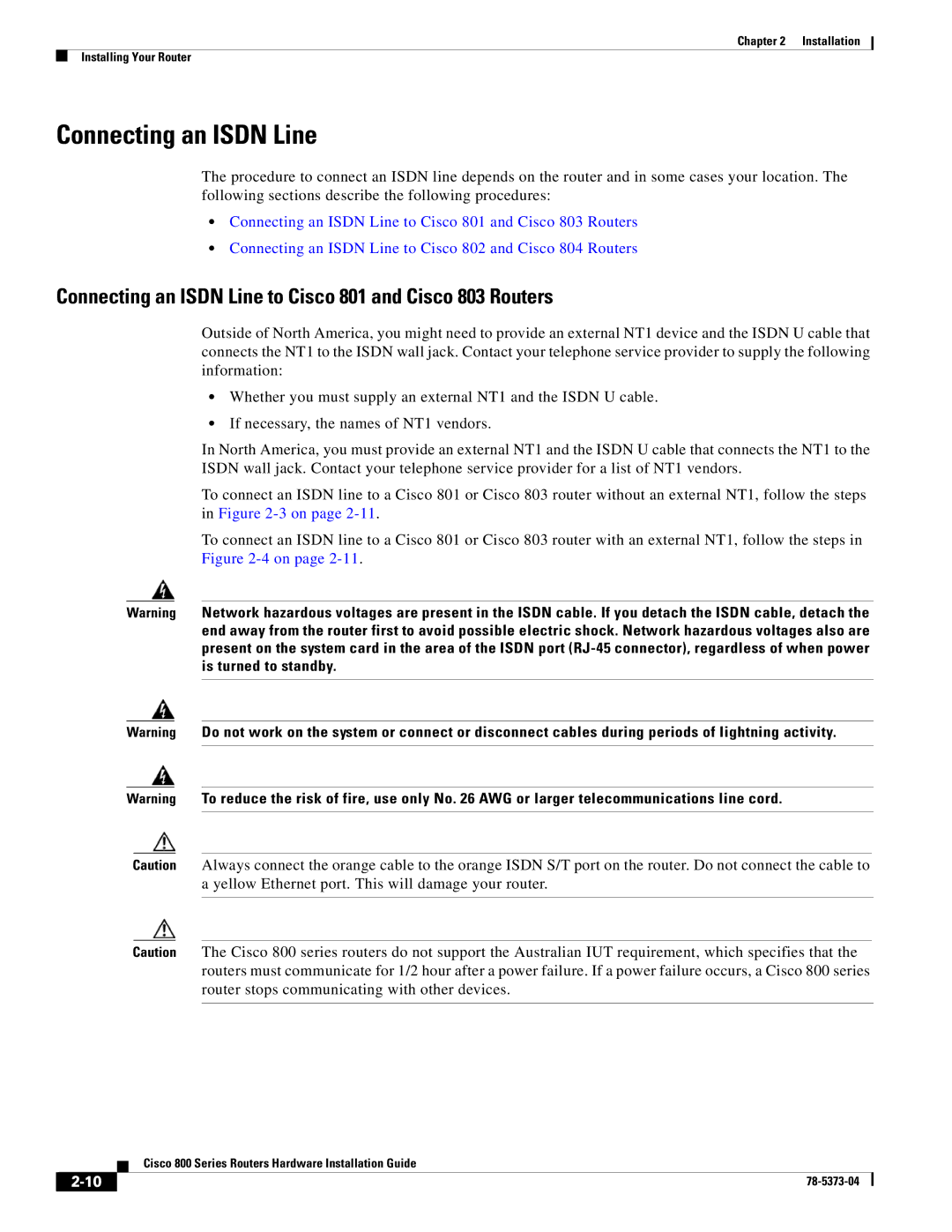 Cisco Systems 80O SERIES manual Connecting an Isdn Line to Cisco 801 and Cisco 803 Routers 