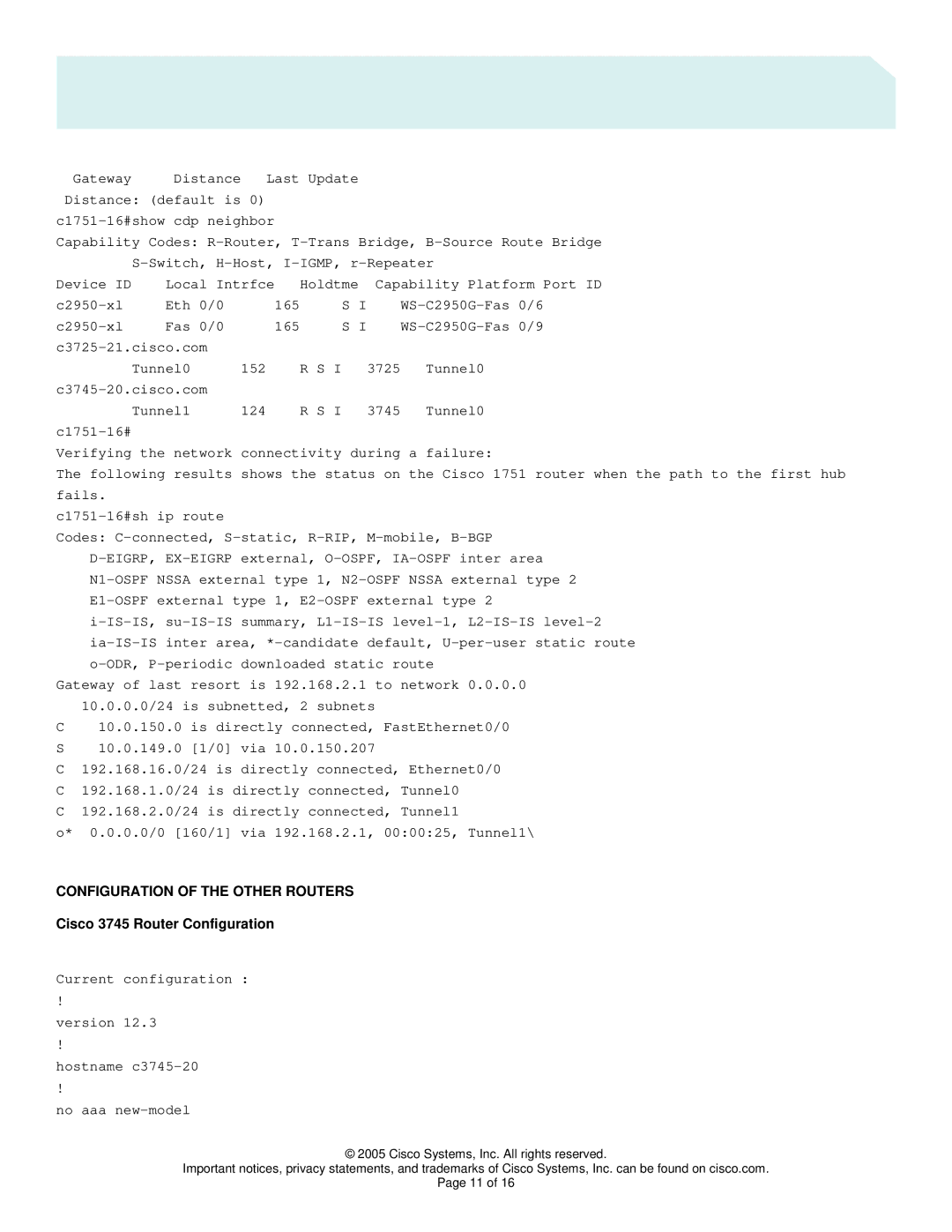 Cisco Systems 1751, 831, 3725, 3745 manual Eigrp, Ex-Eigrp, Configuration of the Other Routers 