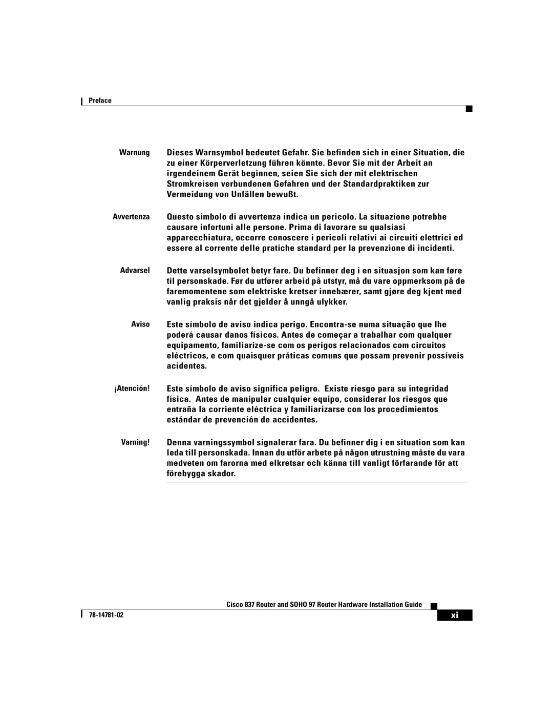 Cisco Systems SOHO 97, 837 manual Preface 