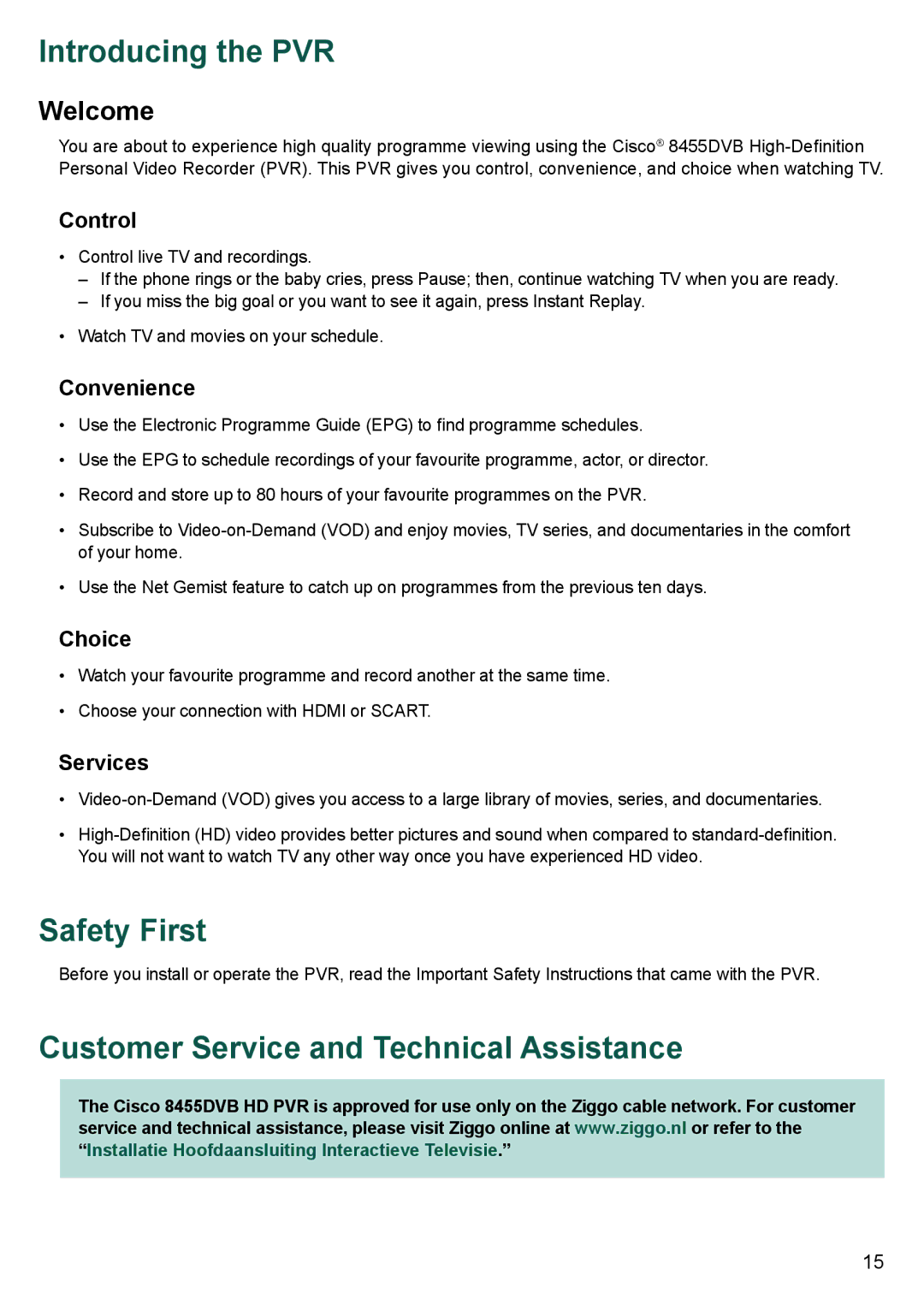 Cisco Systems 8455dvb manual Introducing the PVR, Safety First, Customer Service and Technical Assistance, Welcome 