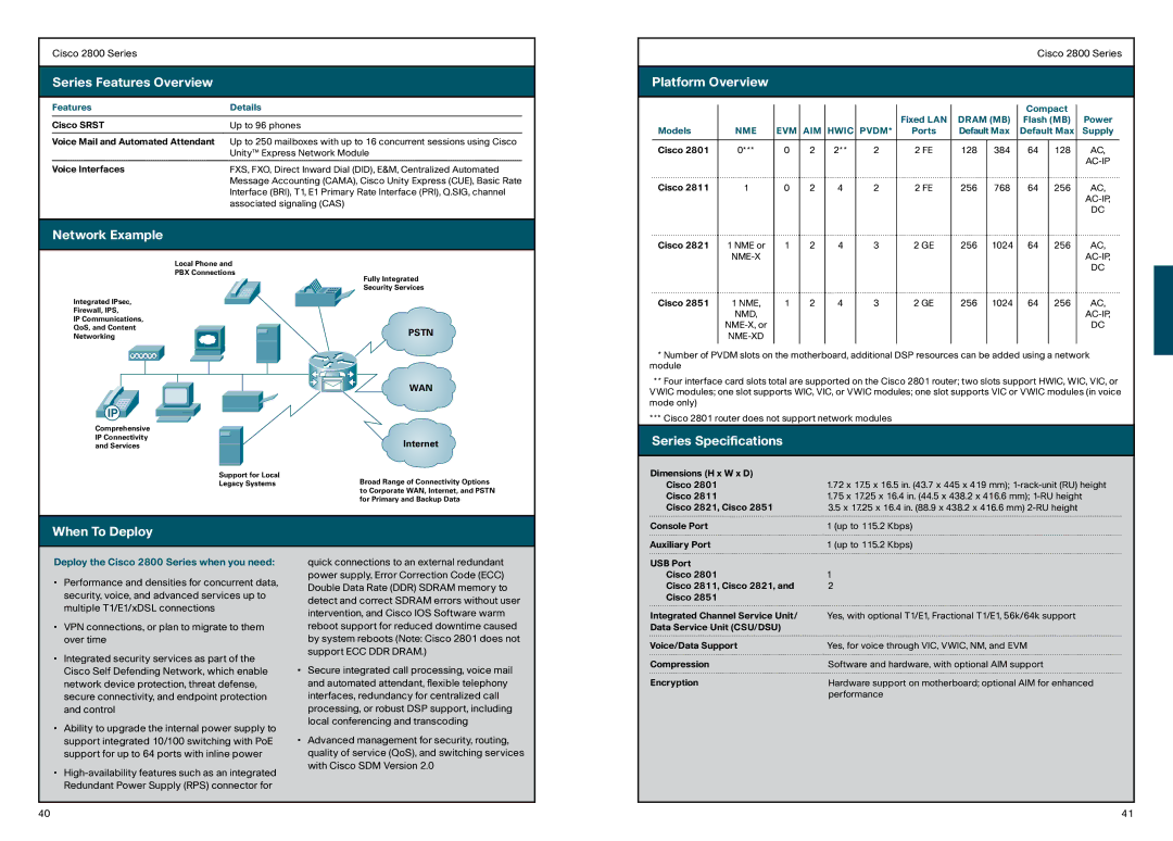 Cisco Systems 850, 870 manual Features Details Cisco Srst Up to 96 phones, NME EVM AIM Hwic Pvdm, Pstn WAN 