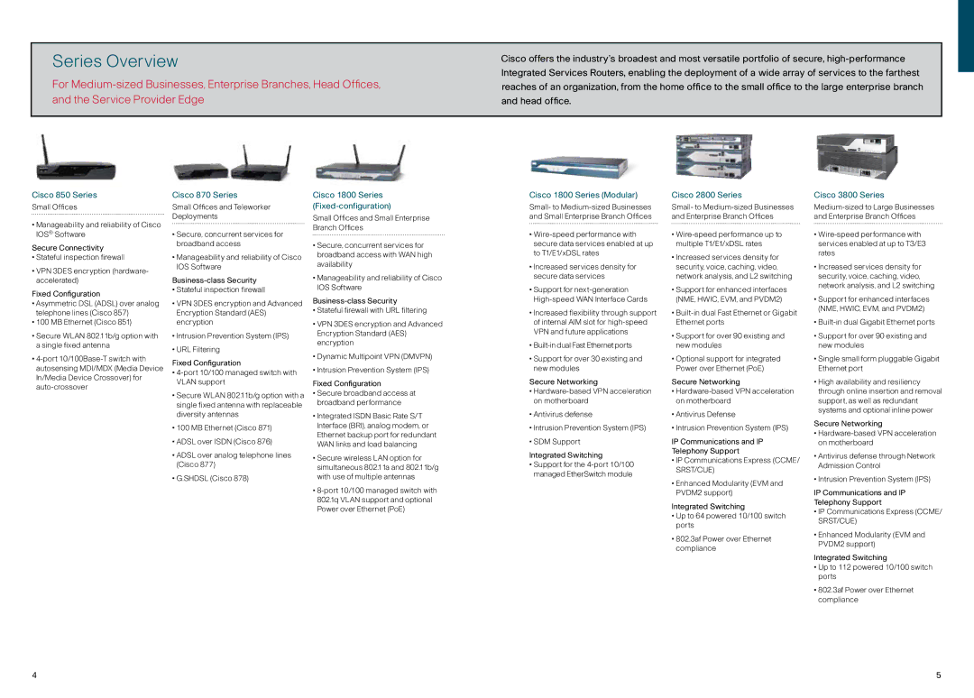 Cisco Systems 850, 870 manual Series Overview 