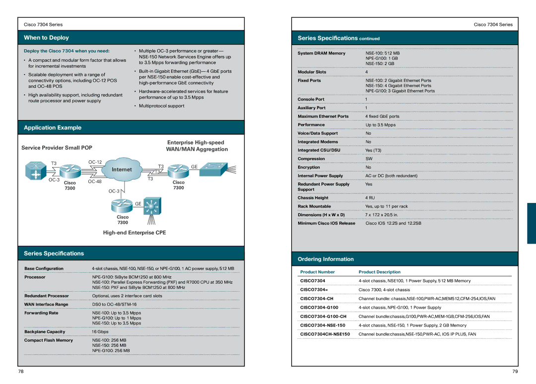 Cisco Systems 870, 850 manual Deploy the Cisco 7304 when you need, CISCO7304-CH, CISCO7304CH-NSE150 