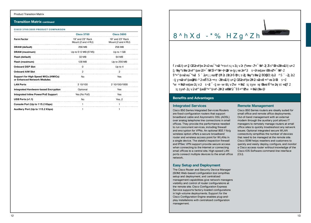 Cisco Systems 870 manual Cisco 850 Series, Integrated Services, Remote Management, Easy Setup and Deployment 