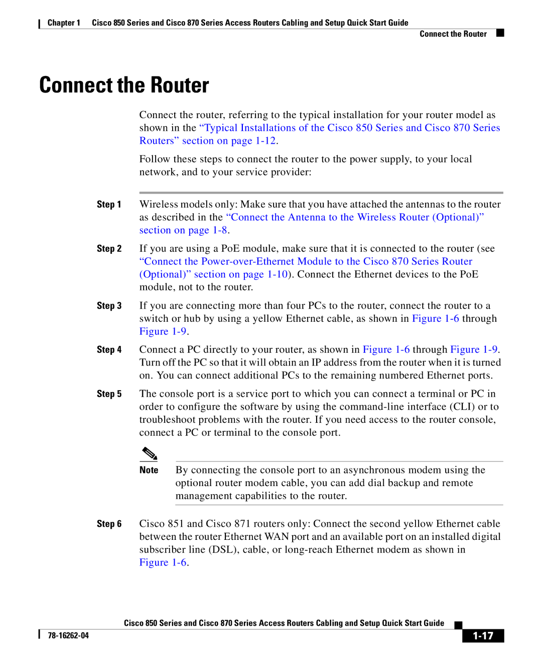 Cisco Systems 870 Series, 850 Series quick start Connect the Router 