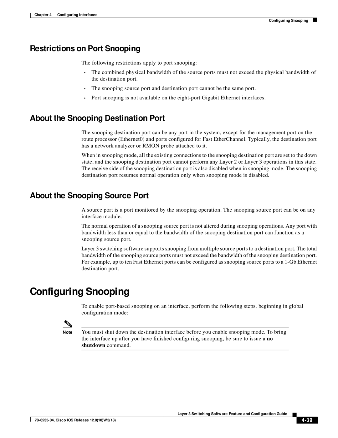 Cisco Systems 8540 CSR, 8510 CSR Configuring Snooping, Restrictions on Port Snooping, About the Snooping Destination Port 