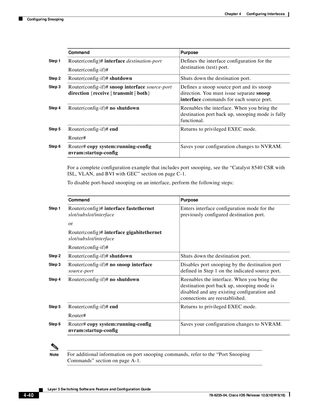 Cisco Systems 8540 CSR, 8510 CSR appendix Direction receive transmit both, Source-port 