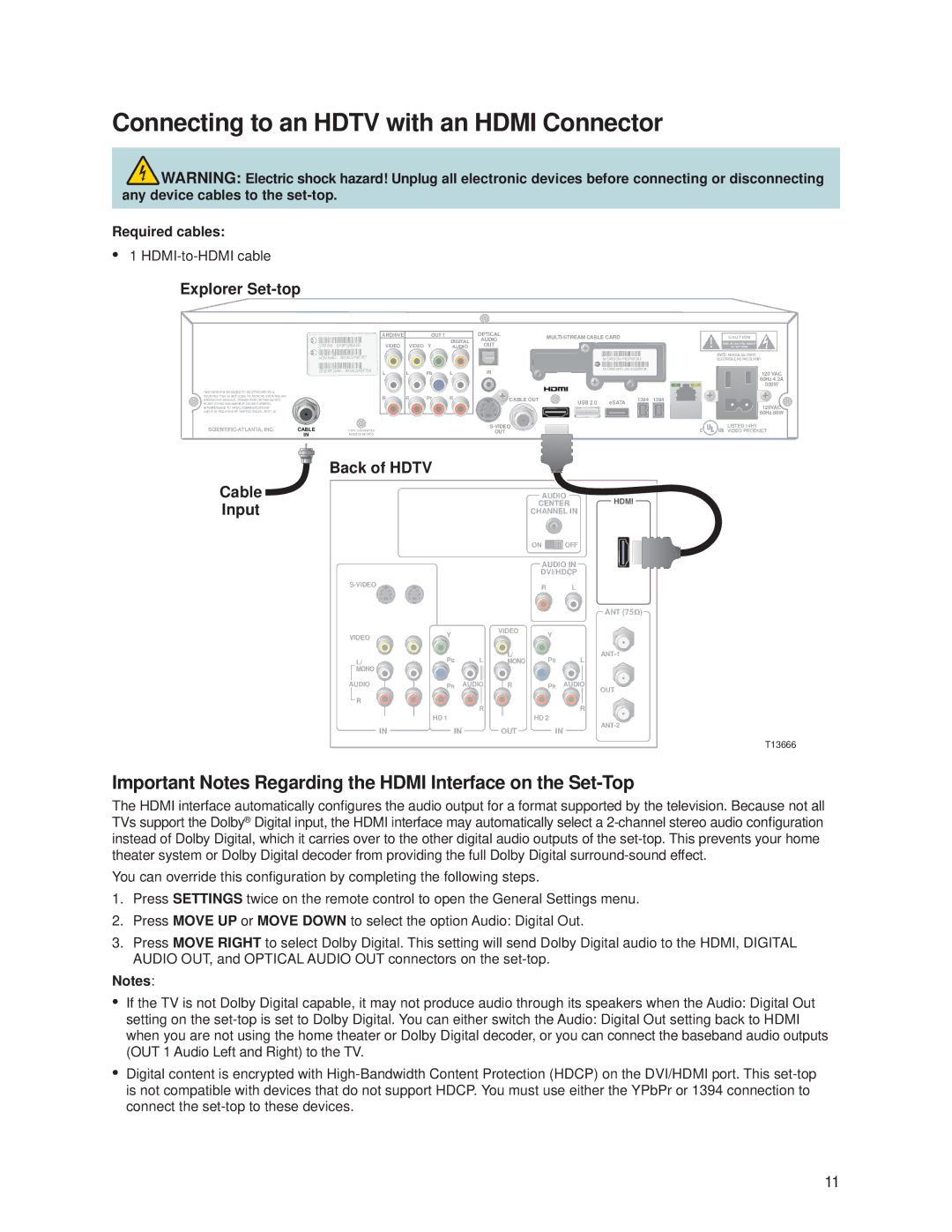 Cisco Systems 8550HDC, 8540HDC, 8450HDC manual Connecting to an Hdtv with an Hdmi Connector, Required cables 