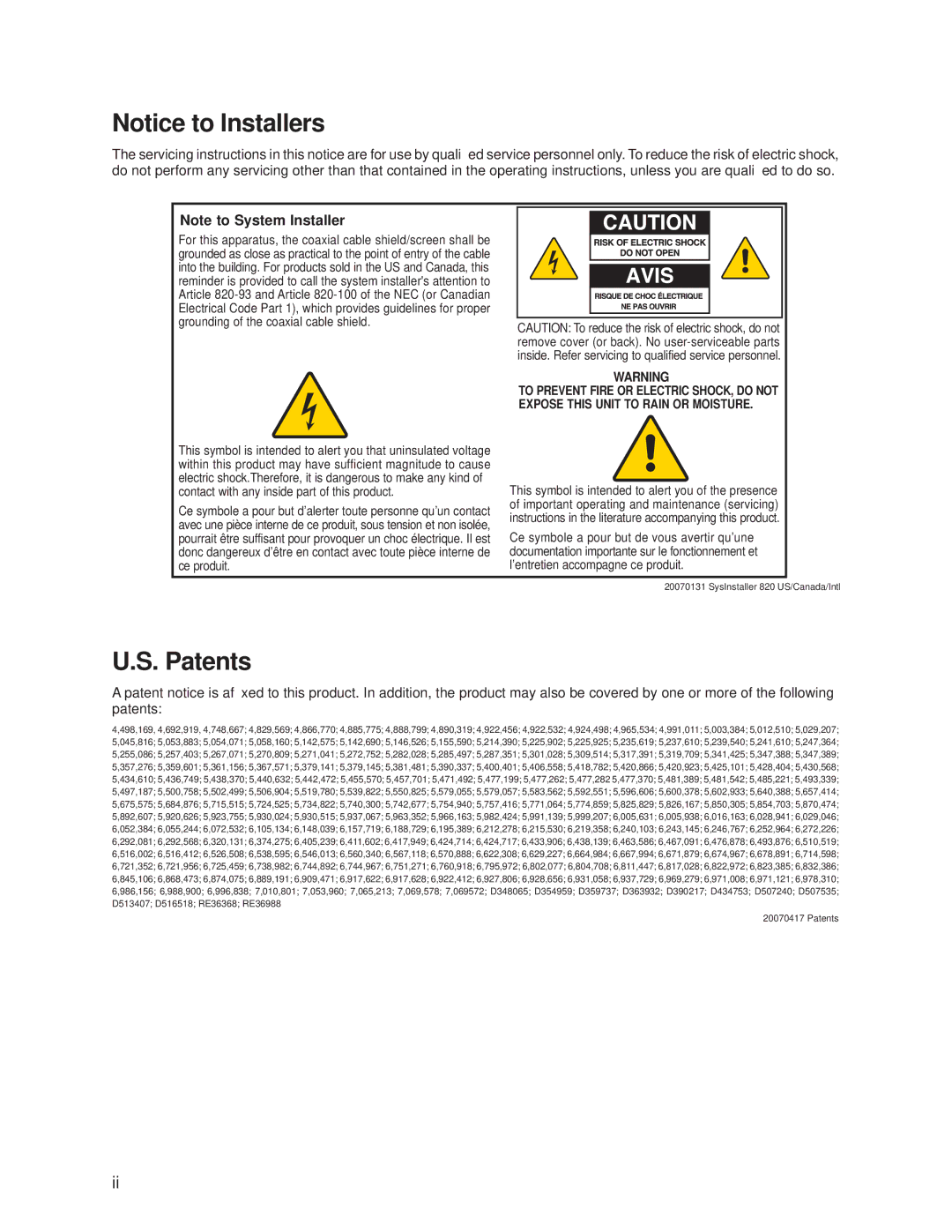 Cisco Systems 8550HDC, 8540HDC, 8450HDC manual Patents 