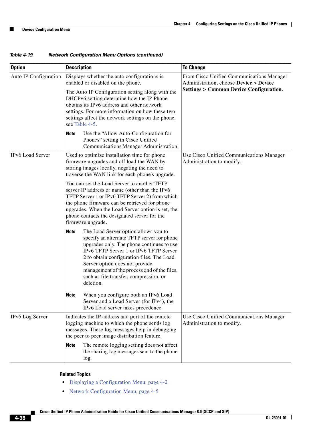 Cisco Systems 8.6 manual See Table, Related Topics 