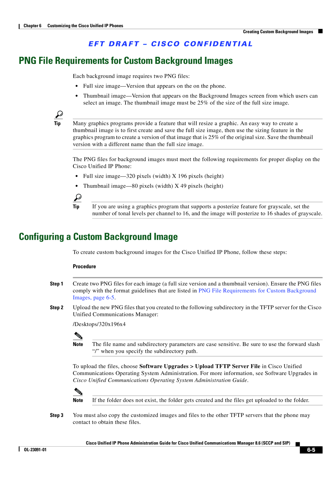 Cisco Systems 8.6 manual PNG File Requirements for Custom Background Images, Configuring a Custom Background Image 