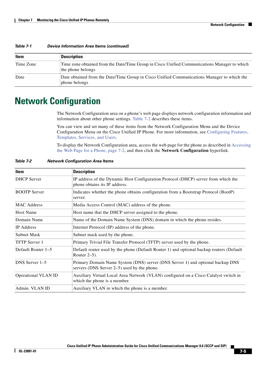 Cisco Systems 8.6 manual Network Configuration, Templates, Services, and Users 