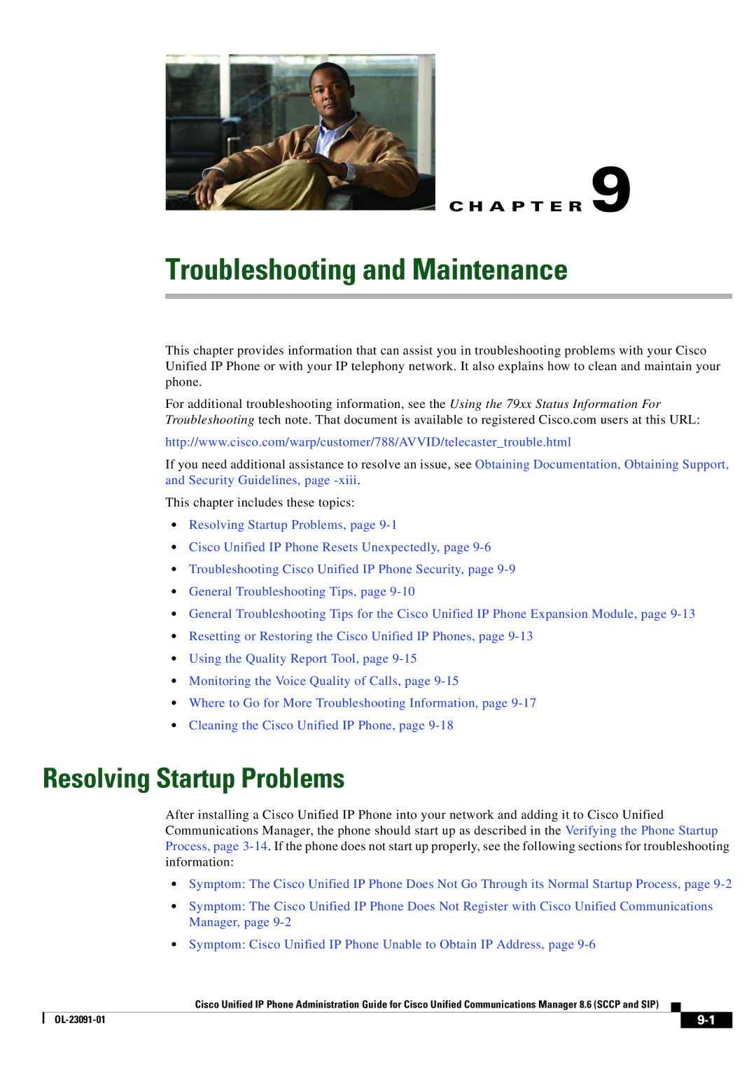 Cisco Systems 8.6 manual Troubleshooting and Maintenance, Resolving Startup Problems 