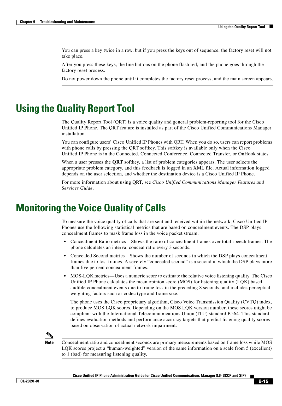 Cisco Systems 8.6 manual Using the Quality Report Tool, Monitoring the Voice Quality of Calls 