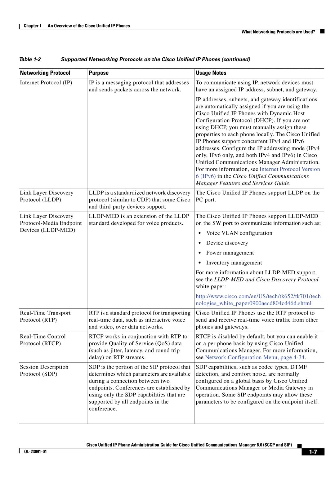 Cisco Systems 8.6 manual IPv6 in the Cisco Unified Communications, Manager Features and Services Guide 