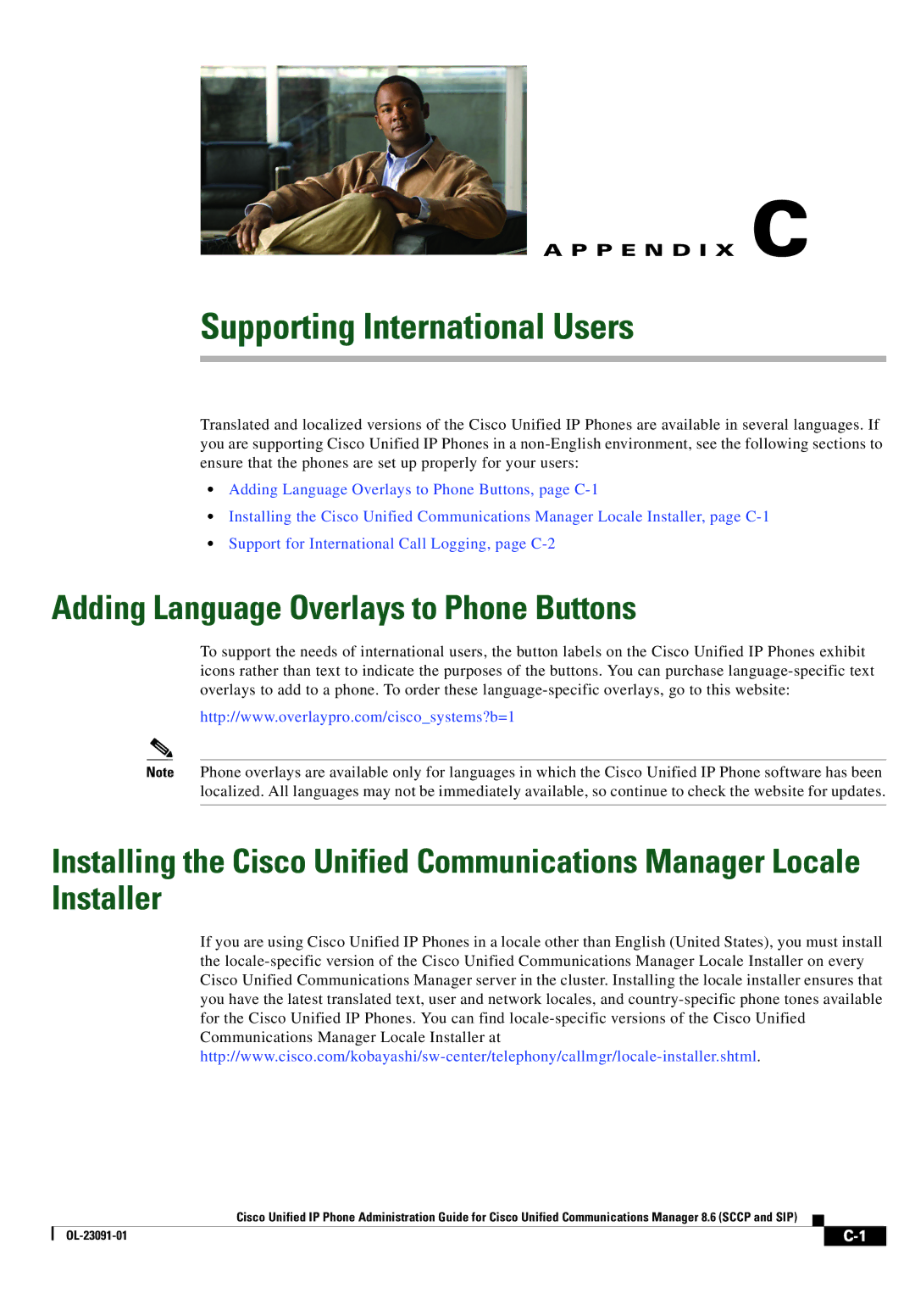 Cisco Systems 8.6 manual Supporting International Users, Adding Language Overlays to Phone Buttons 